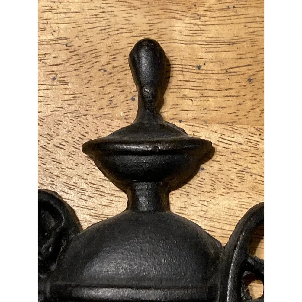 Vintage Cast Iron Coffee Grinder Wall Decor Double Wheel Black Metal Mill 5.5in
